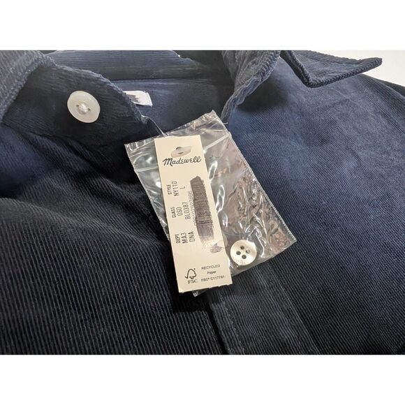 Madewell Men's Large Dark Navy Fine-Wale Corduroy Button-Up Shirt NWT NY110 - Picture 8 of 11